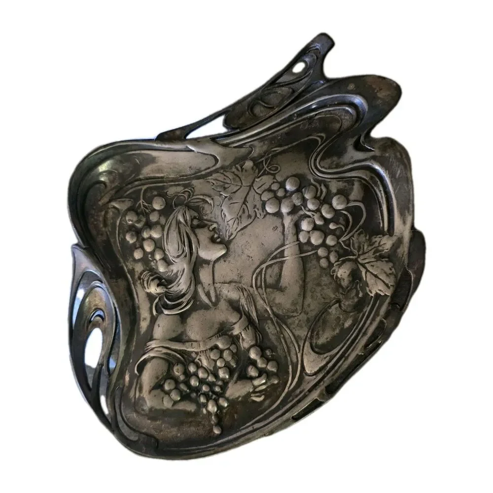 Antique ART NOUVEAU Calling Card Tray by American Silver Plate Pewter c.1900